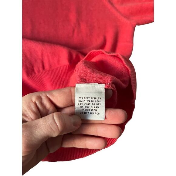 Peter Millar Coral Red V-neck Pullover size L Cotton Cashmere Blend - Picture 5 of 9